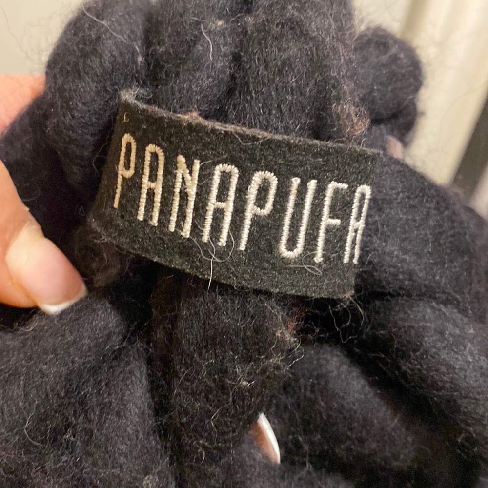 𝅺PANAPUFA Chunky Knit Cowl/ Braided Black Scarf